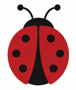 Lady Bird red and black ladybug symbol