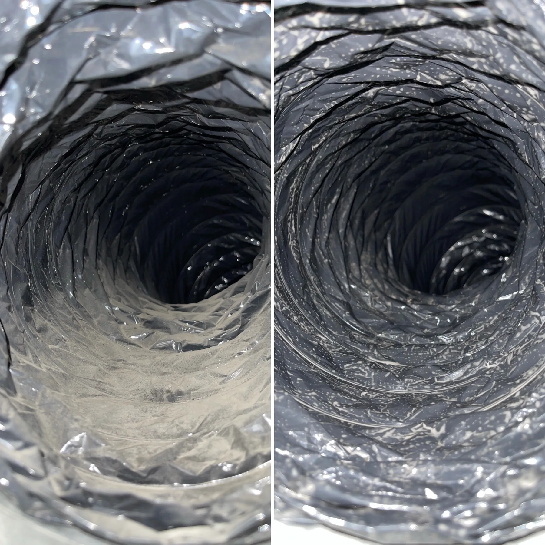 Flexible air duct during cleaning project